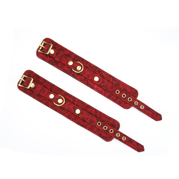 Kinbaku Ukiyoe Red Rosy Lamb Leather Handcuffs Liebe Seele