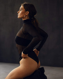 Czarne Prześwitujące Body Ingrid Xs/S Promees