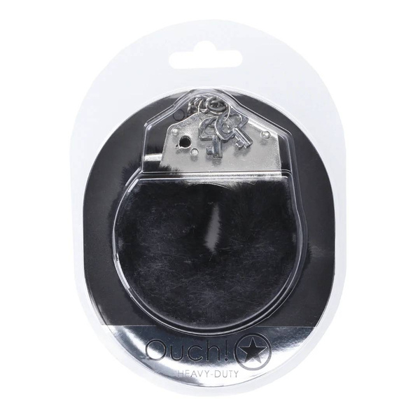 Kajdanki Heavy-Duty Fluffy Handcuffs Black Ouch!