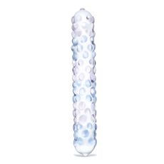 Szklane dildo z kolorowymi wypustkami Glas Purple Rose Nubby Glass Dildo