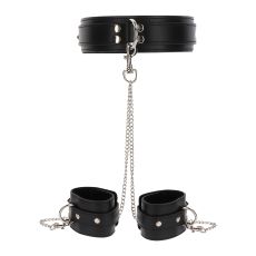 Czarna obroża z kajdankami na ręce Taboom Heavy Collar and Wrist Cuffs Black