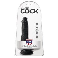 King Cock 6" Cock with Balls Black