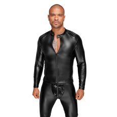 H052 Powerwetlook men's jacket with pleated PVC epaulets S