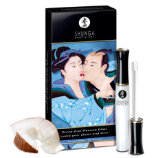 Stymulująca pomadka do seksu oralnego o smaku kokosowym Shunga Divine Oral Pleasure Gloss Coconut Water 10 ml