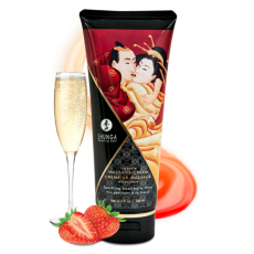 Jadalny krem do masażu o smaku szampana z truskawkami Shunga Kissable Massage Cream Sparkling Strawberry Wine 200 ml