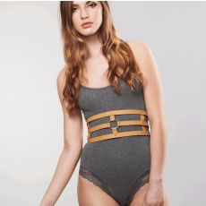 Paski podkreślające talię Bijoux Indiscrets Maze Wide Belt Brown 