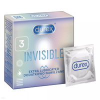 Prezerwatywy Lateksowe Supercienkie Dodatkowo Nawilżane Invisible Extra Lubricated 3 Szt. Durex