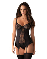 Gorset Czarny Z Figami Heartina S/M Obsessive