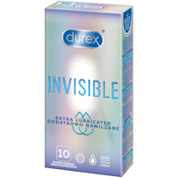 Prezerwatywy Lateksowe Supercienkie Dodatkowo Nawilżane Invisible Extra Lubricated 10 Szt. Durex
